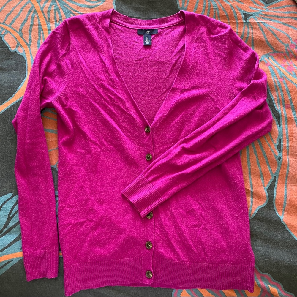 Gap Fuchsia Button Front Cardigan Sz S - Wow - image 5